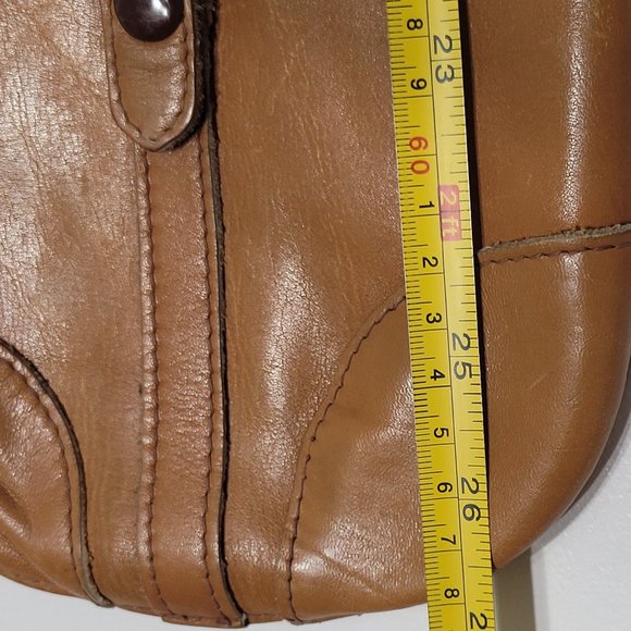 Bohemian Tan Leather Crossbody Envelope Button Slim Strap Shoulder Bag Hipster - Picture 7 of 10